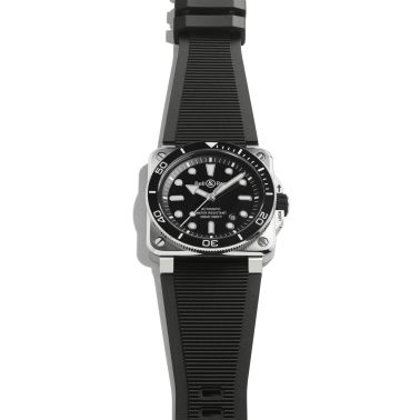 Montre Bell & Ross BR 03 Diver Full Black Steel automatique cadran noir bracelet caoutchouc 42 mm