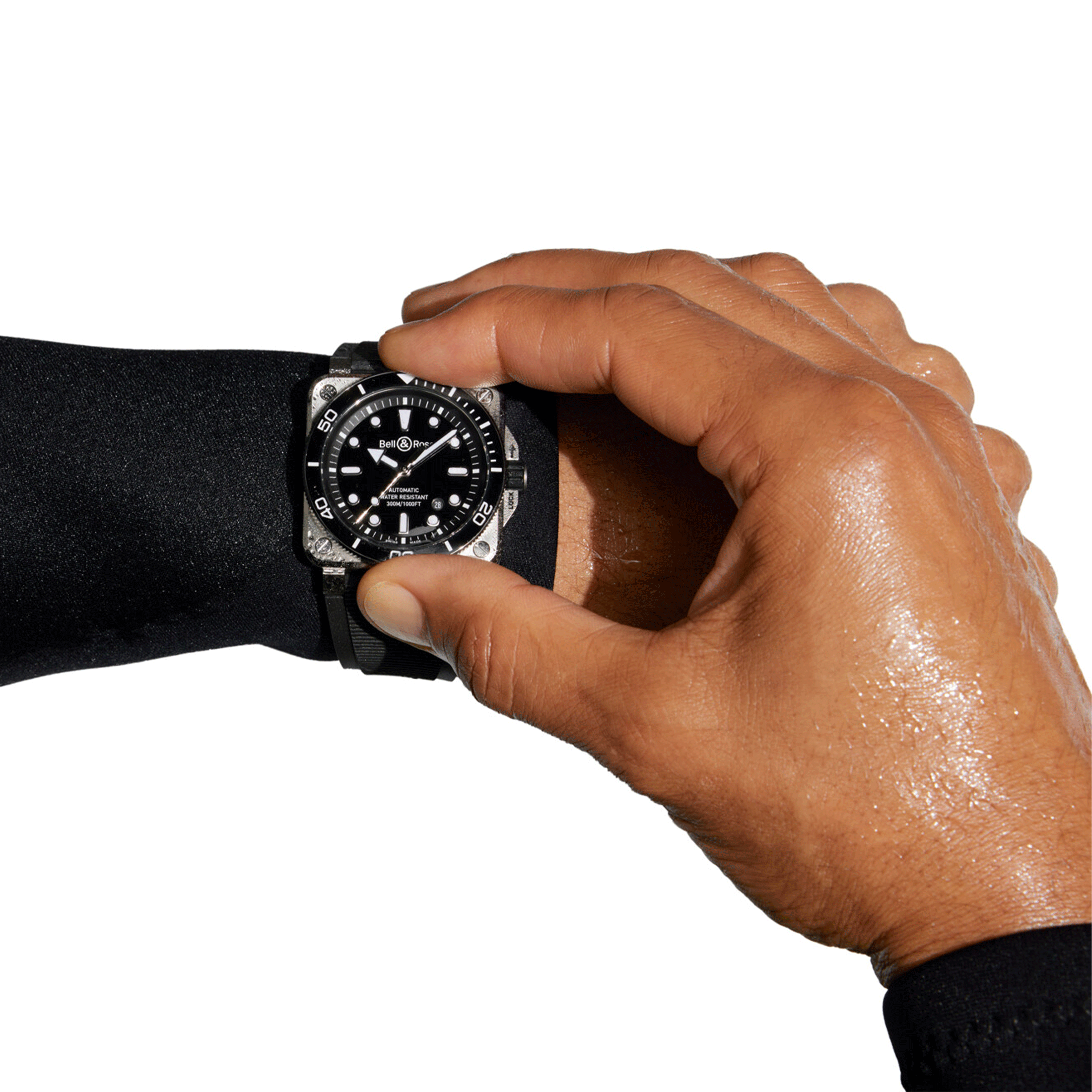 Montre Bell & Ross BR 03 Diver Full Black Steel automatique cadran noir bracelet caoutchouc 42 mm