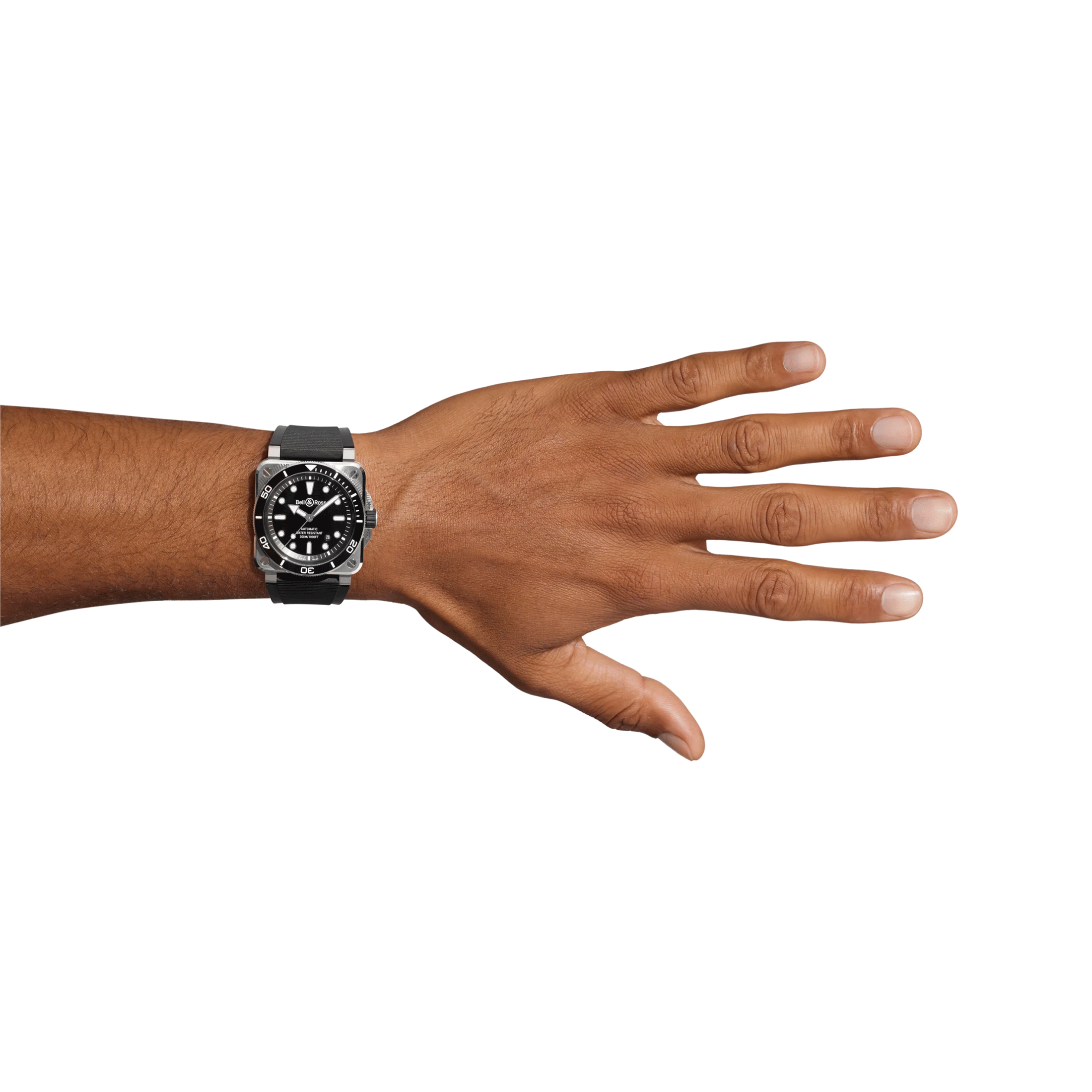Montre Bell & Ross BR 03 Diver Full Black Steel automatique cadran noir bracelet caoutchouc 42 mm