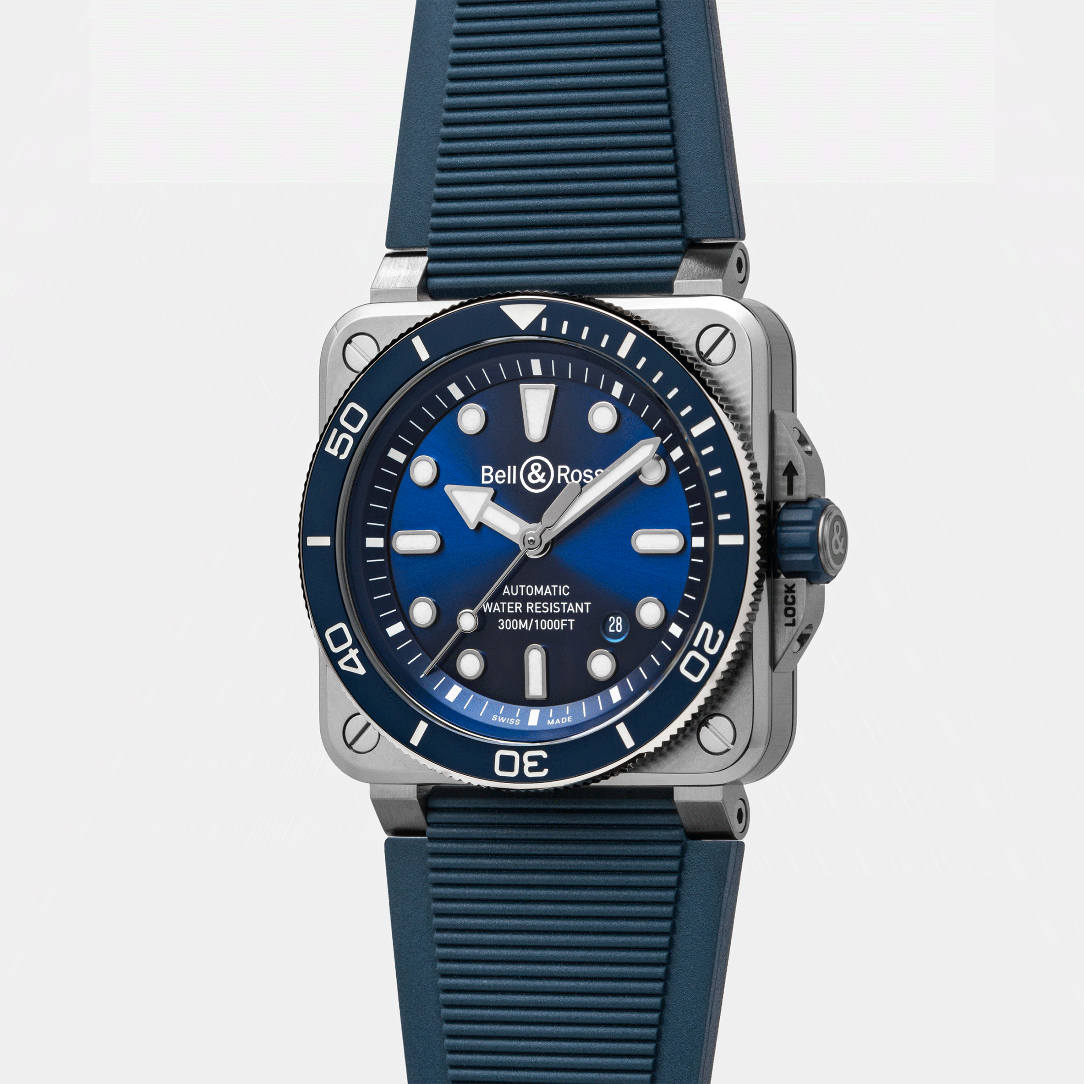 Bell & Ross BR 03 Diver Blue Steel automatic blue dial rubber strap 42 mm