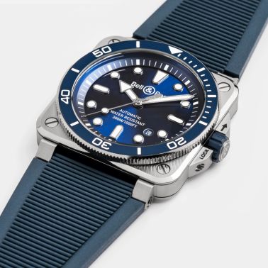 Bell & Ross BR 03 Diver Blue Steel automatic blue dial rubber strap 42 mm