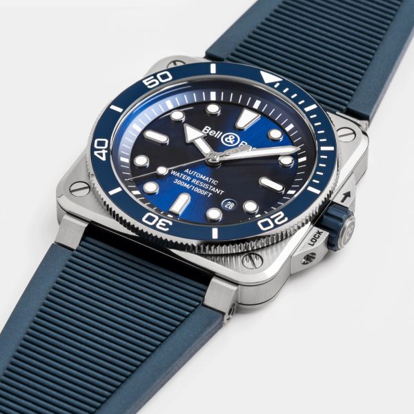 Bell & Ross BR 03 Diver Blue Steel automatic blue dial rubber strap 42 mm