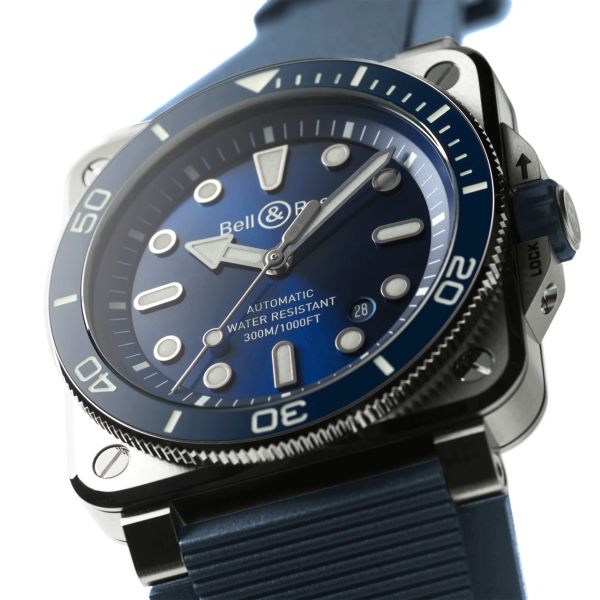 Bell & Ross BR 03 Diver Blue Steel automatic blue dial rubber strap 42 mm