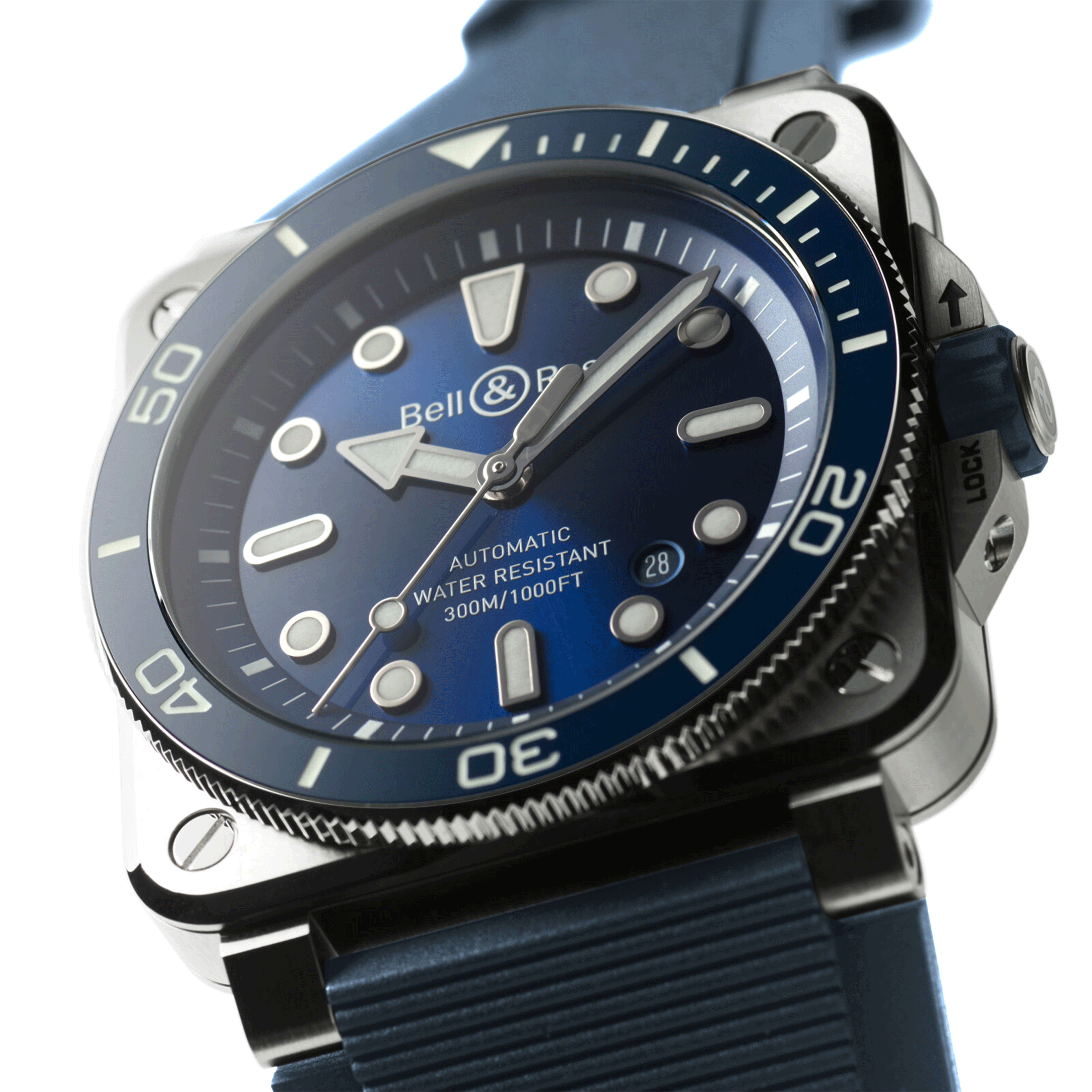 Bell & Ross BR 03 Diver Blue Steel automatic blue dial rubber strap 42 mm