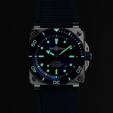 Bell & Ross BR 03 Diver Blue Steel automatic blue dial rubber strap 42 mm