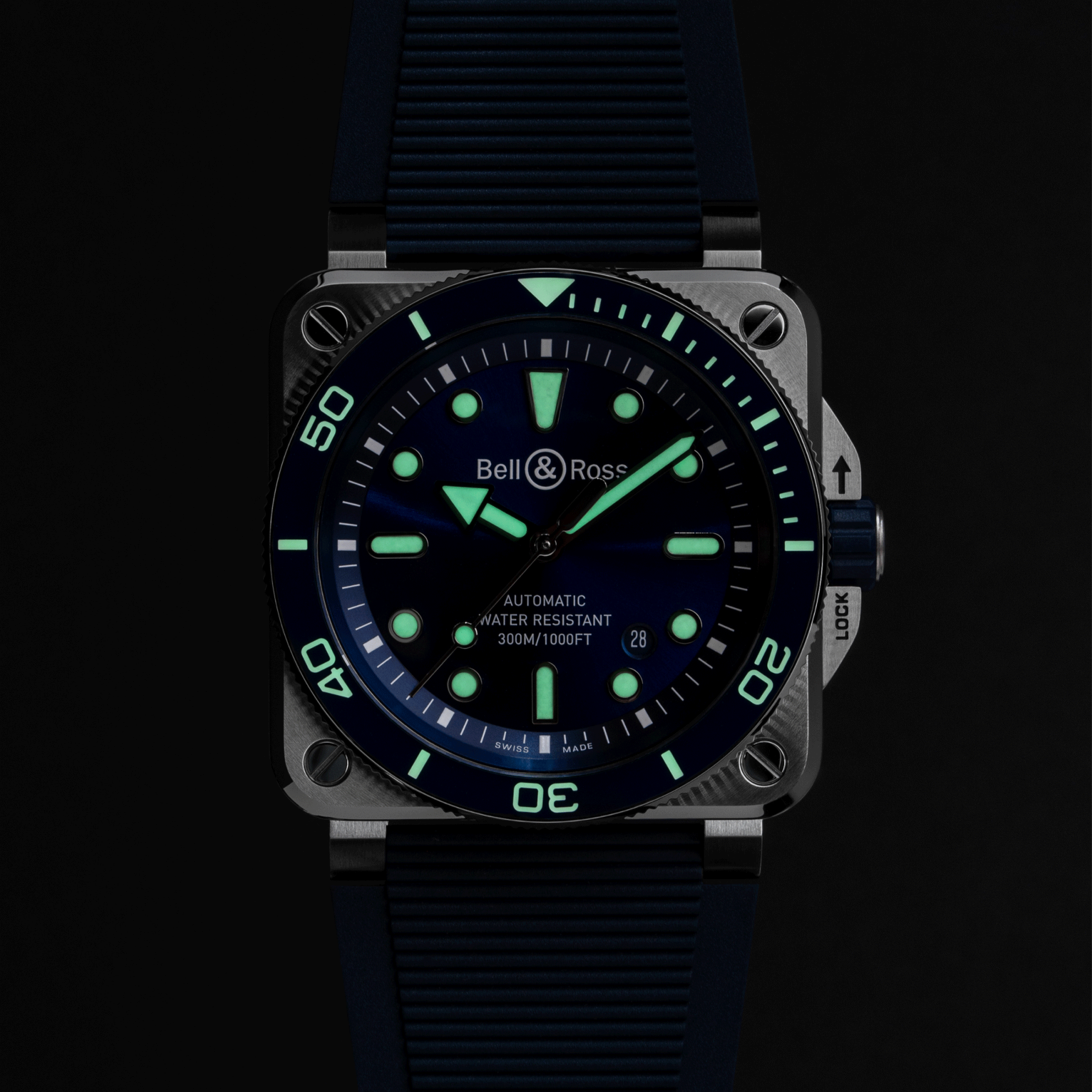Bell & Ross BR 03 Diver Blue Steel automatic blue dial rubber strap 42 mm