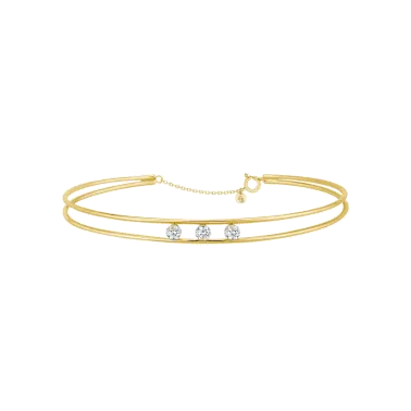 Jonc La Brune et La Blonde Hula Hoop en or jaune 3 diamants taille brillant 0,30 carat