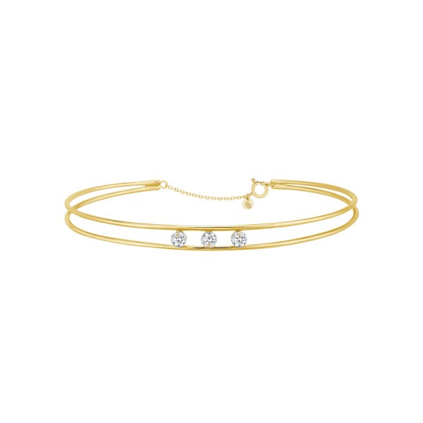 Jonc La Brune et La Blonde Hula Hoop en or jaune 3 diamants taille brillant 0,30 carat - Soldat_PL