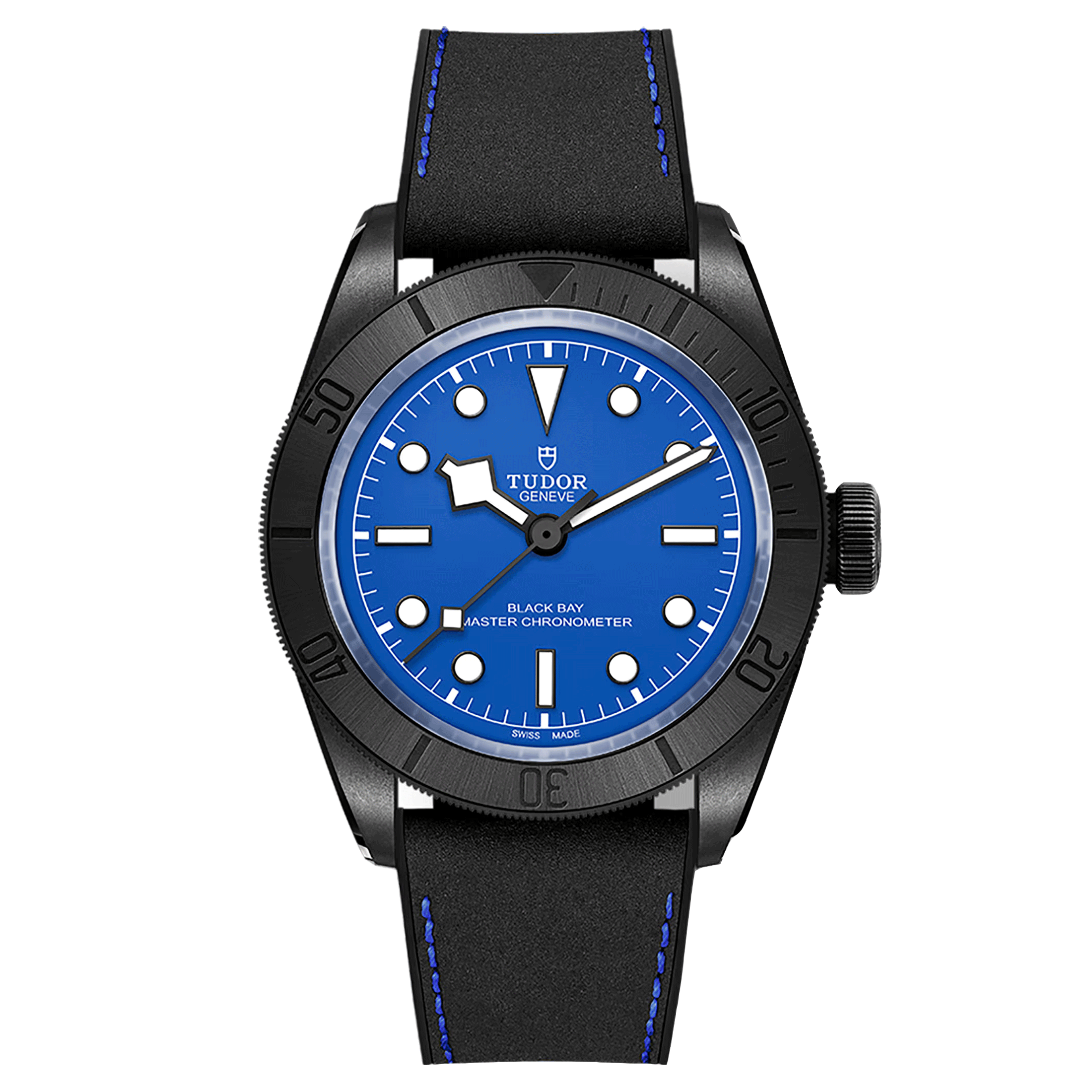 Tudor Black Bay Ceramic Blue automatic watch blue dial black leather and rubber 41 mm M79210CNU-0007