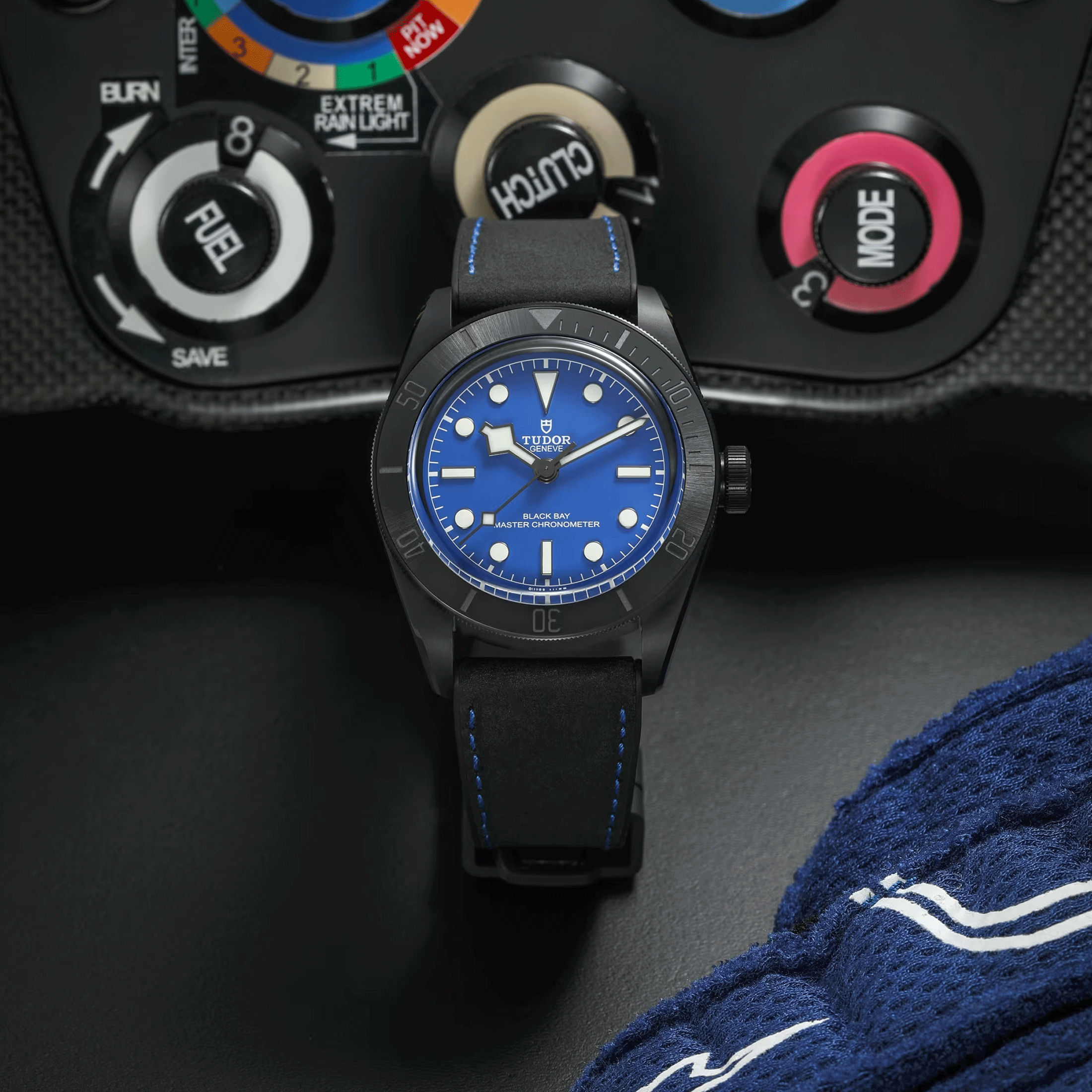 Tudor Black Bay Ceramic Blue automatic watch blue dial black leather and rubber 41 mm M79210CNU-0007