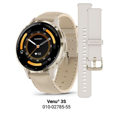 Montre connectée Garmin Venu 3S Soft Gold bracelet cuir lin 41 mm