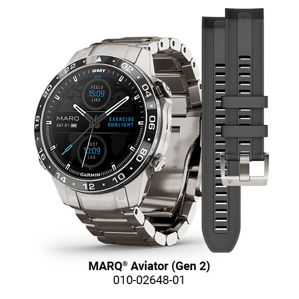 Montre Garmin Marq Gen 2 Aviator saphir titane et céramique bracelet titane 46 mm