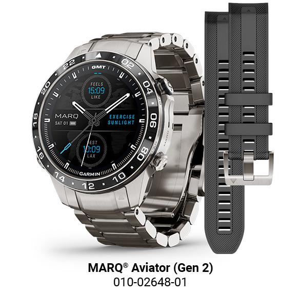 Montre Garmin Marq Gen 2 Aviator saphir titane et céramique bracelet titane 46 mm