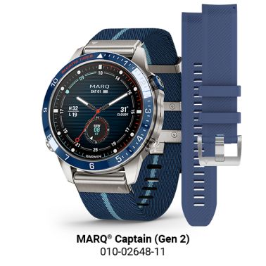Garmin Marq Gen 2 Captain sapphire titanium and ceramic watch with blue nylon strap 46 mm