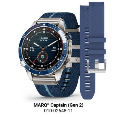 Montre Garmin Marq Gen 2 Captain saphir titane et céramique bracelet nylon bleu 46 mm
