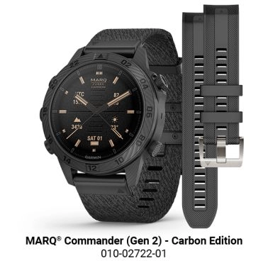 Montre Garmin Marq Gen 2 Commander Carbon Edition saphir carbone et titane bracelet nylon noir 46 mm