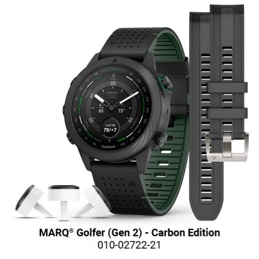 Garmin Marq Gen 2 Golfer Carbon Edition sapphire carbon and titanium watch black leather strap 46 mm