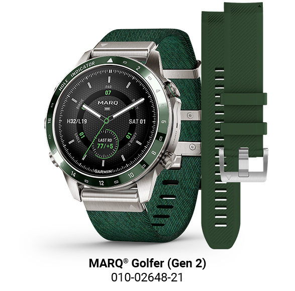 Garmin Marq Gen 2 Golfer watch sapphire titanium and ceramic green nylon strap 46 mm