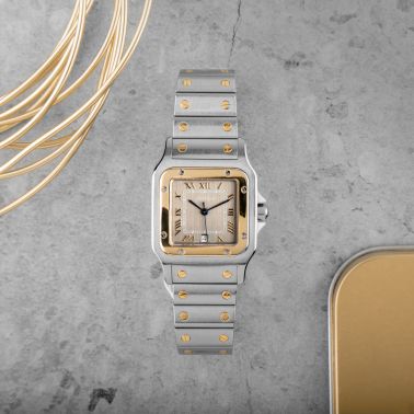 Montre Cartier Santos Galbée Acier & Or 1566 quartz 29 x 41 mm 