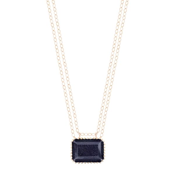 Collier Ginette NY Jumbo Midnight en or rose et blue sandstone