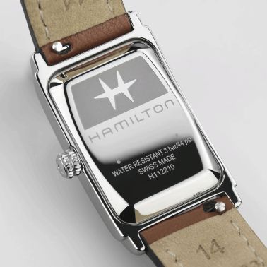 Hamilton American Classic Ardmore quartz watch silver dial brown leather strap 18.7 x 27 mm