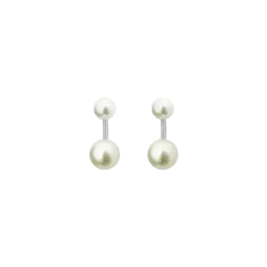 Boucles d'oreilles Claverin Le Jonc en or blanc et perles blanches BORO001