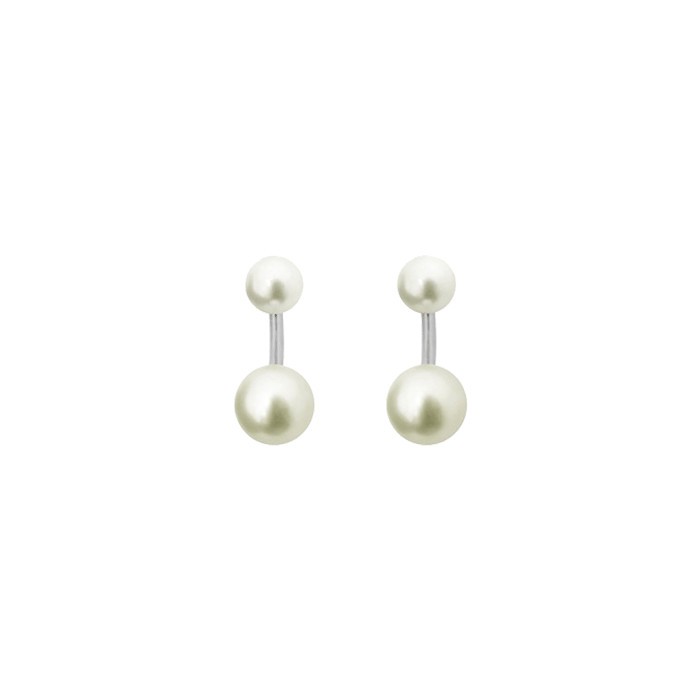Boucles d'oreilles Claverin Le Jonc en or blanc et perles blanches BORO001
