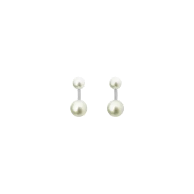 Boucles d'oreilles Claverin Le Jonc en or blanc et perles blanches BORO001