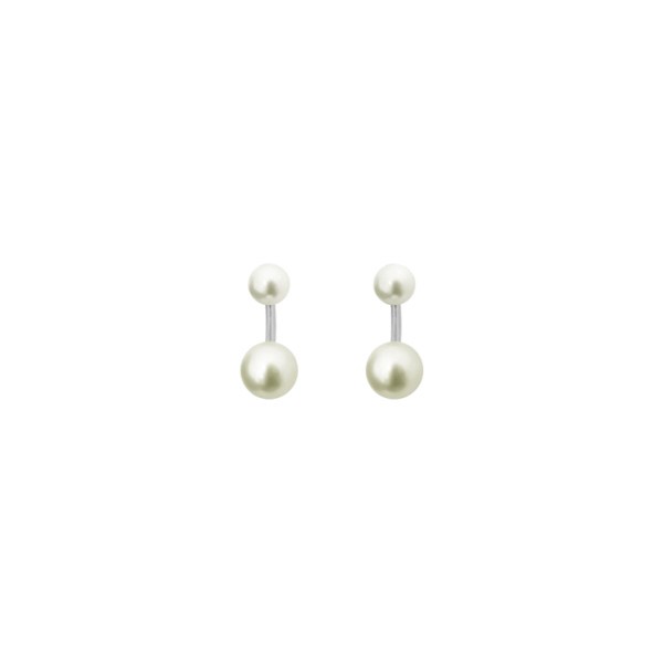 Boucles d'oreilles Claverin Le Jonc en or blanc et perles blanches BORO001