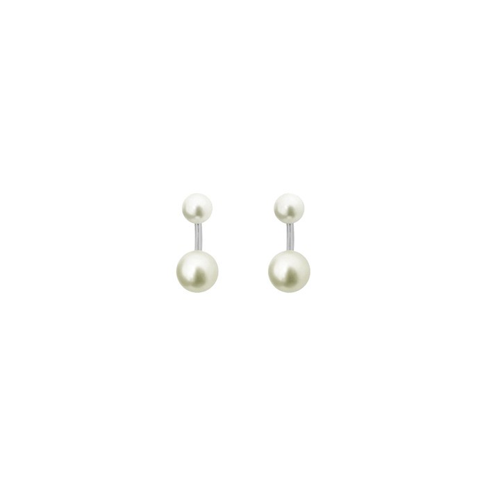 Boucles d'oreilles Claverin Le Jonc en or blanc et perles blanches BORO001