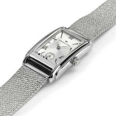 Hamilton American Classic Ardmore quartz watch silver dial stainless steel bracelet Milanese mesh 18.7 x 27 mm