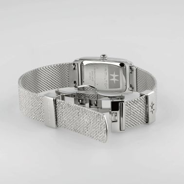 Hamilton American Classic Ardmore quartz watch silver dial stainless steel bracelet Milanese mesh 18.7 x 27 mm