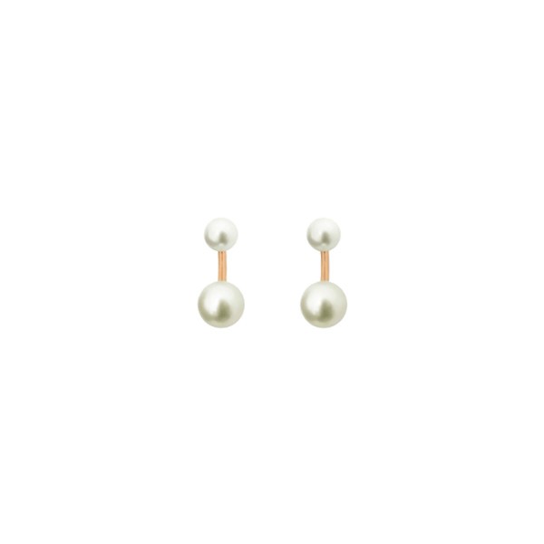 Boucles d'oreilles Claverin Le Jonc en or jaune et perles blanches