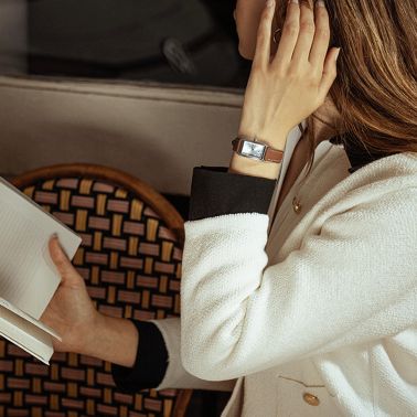 Hamilton American Classic Ardmore quartz watch silver dial brown leather strap 18.7 x 27 mm