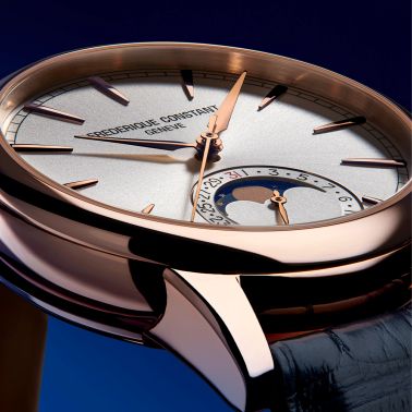 Frédérique Constant Classic Moonphase Date Rose Gold automatic silver dial leather strap 40 mm