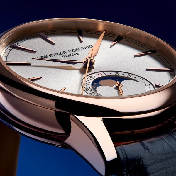 Frédérique Constant Classic Moonphase Date Rose Gold automatic silver dial leather strap 40 mm