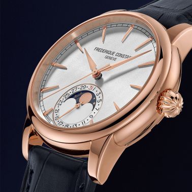 Frédérique Constant Classic Moonphase Date Rose Gold automatic silver dial leather strap 40 mm
