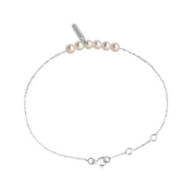 Bracelet Claverin Rosary en or blanc et perles blanches