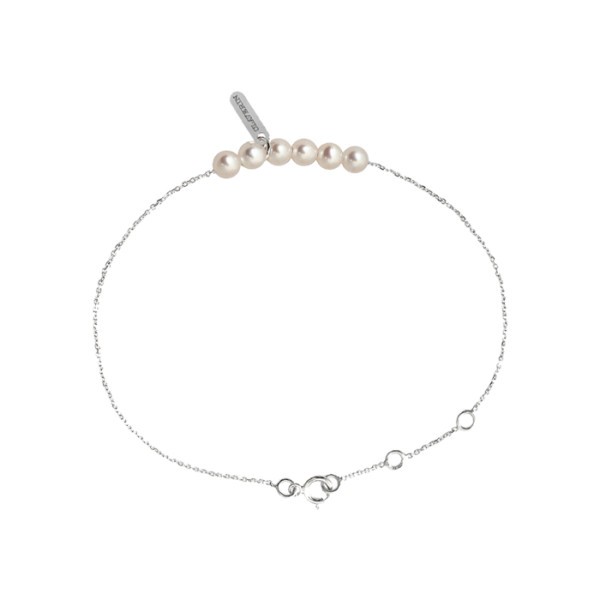 Bracelet Claverin Rosary en or blanc et perles blanches