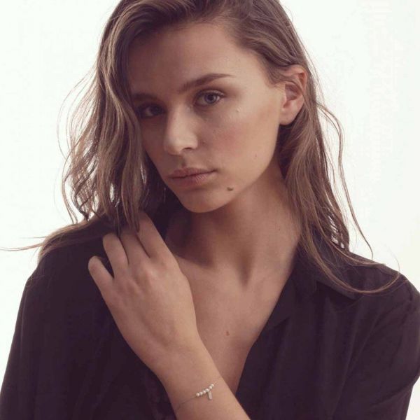 Bracelet Claverin Rosary en or blanc et perles blanches