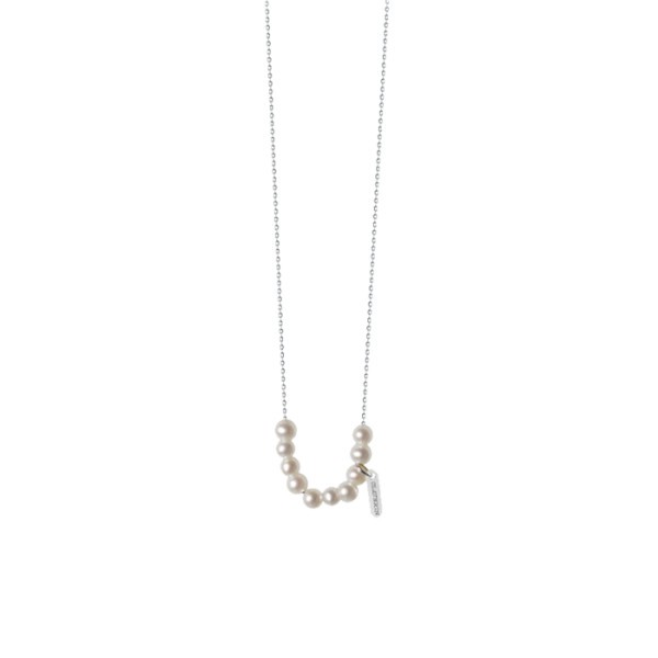 Collier Claverin Rosary en or blanc et perles blanches