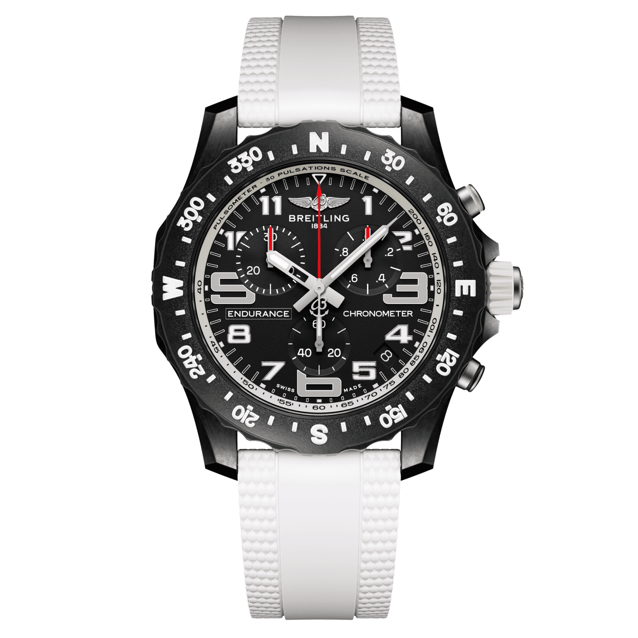 Montre Breitling Professional Endurance Pro quartz cadran noir bracelet caoutchouc blanc 44 mm X82310A71B1S2