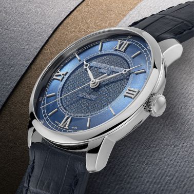Montre Frédérique Constant Classics Première Automatique cadran bleu bracelet cuir 38,5 mm