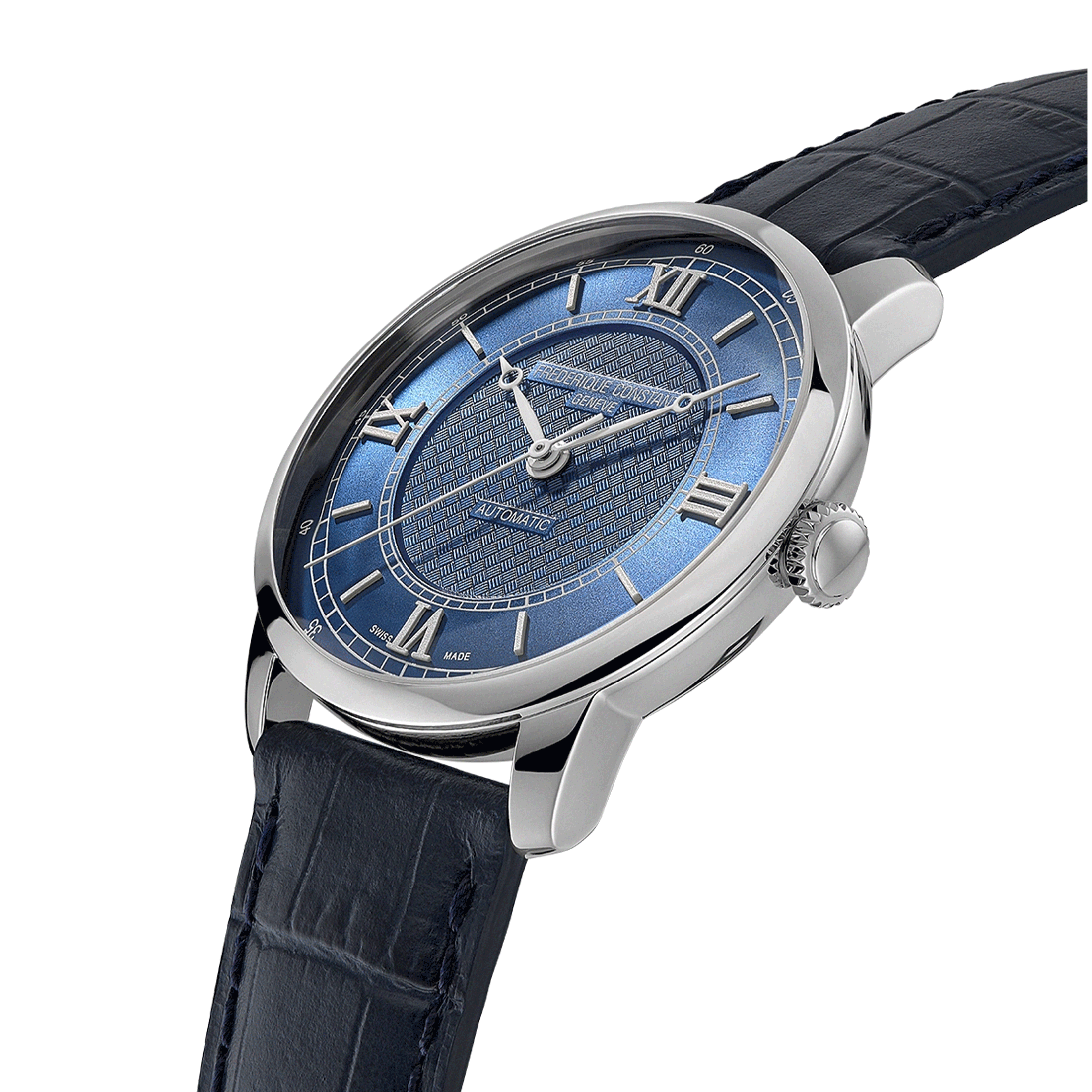 Montre Frédérique Constant Classics Première Automatique cadran bleu bracelet cuir 38,5 mm