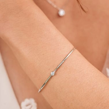 Bracelet Jonc flexible Lepage Pur en or rose et diamant