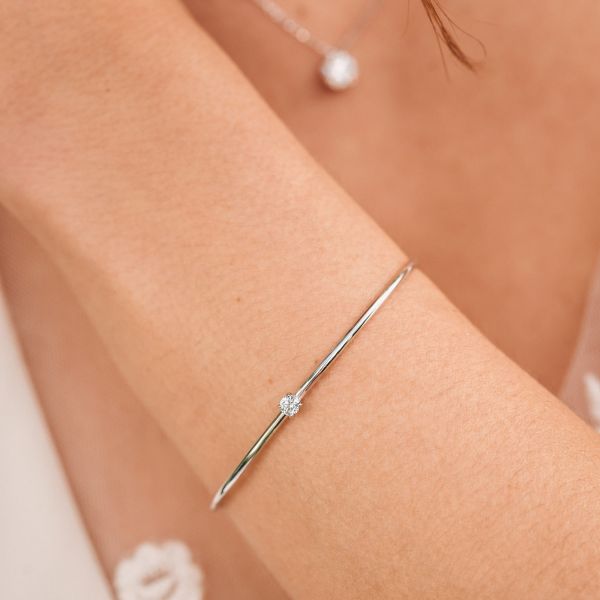 Bracelet Jonc flexible Lepage Pur en or rose et diamant