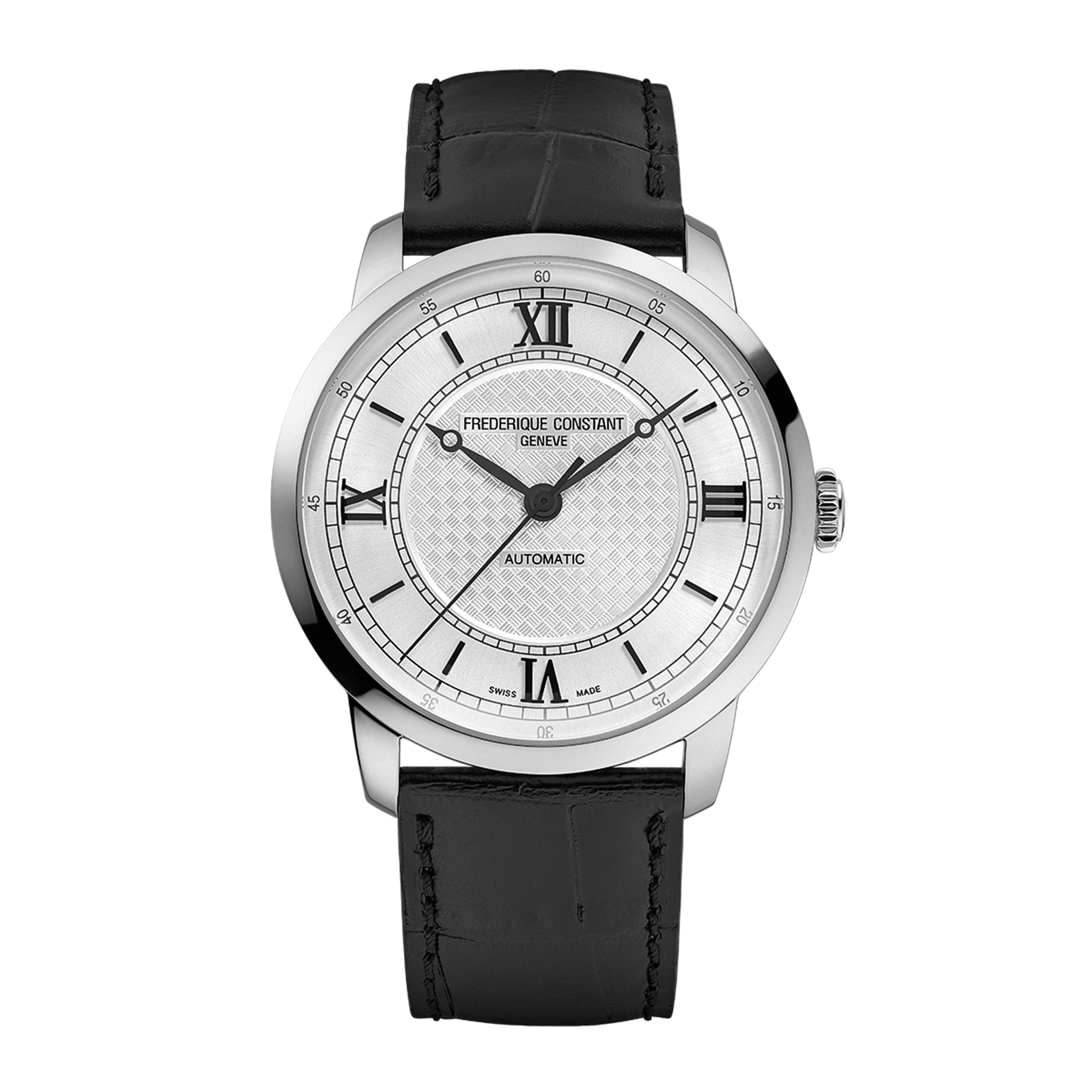 Montre Frédérique Constant Classics Première Automatique cadran argenté bracelet cuir 38,5 mm