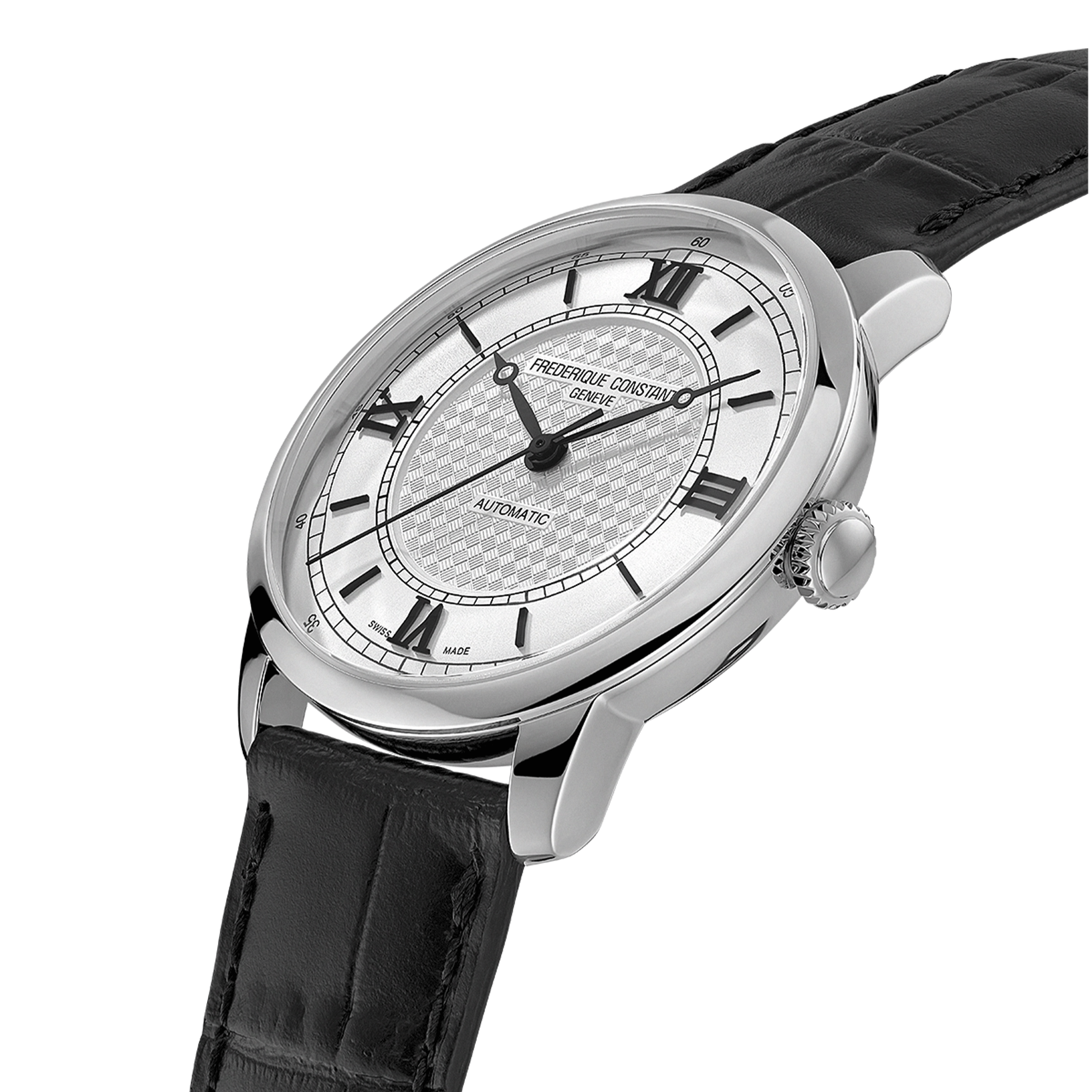 Montre Frédérique Constant Classics Première Automatique cadran argenté bracelet cuir 38,5 mm