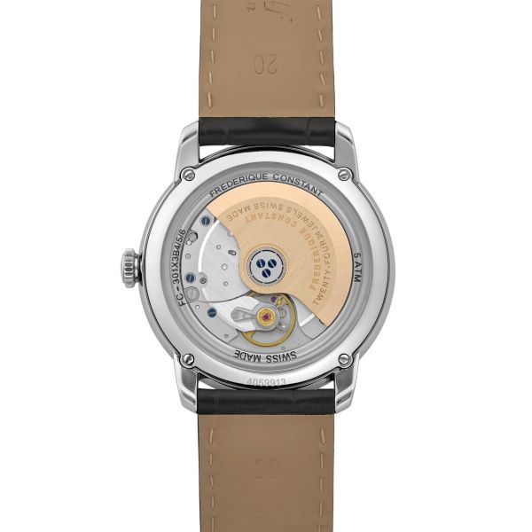 Montre Frédérique Constant Classics Première Automatique cadran argenté bracelet cuir 38,5 mm
