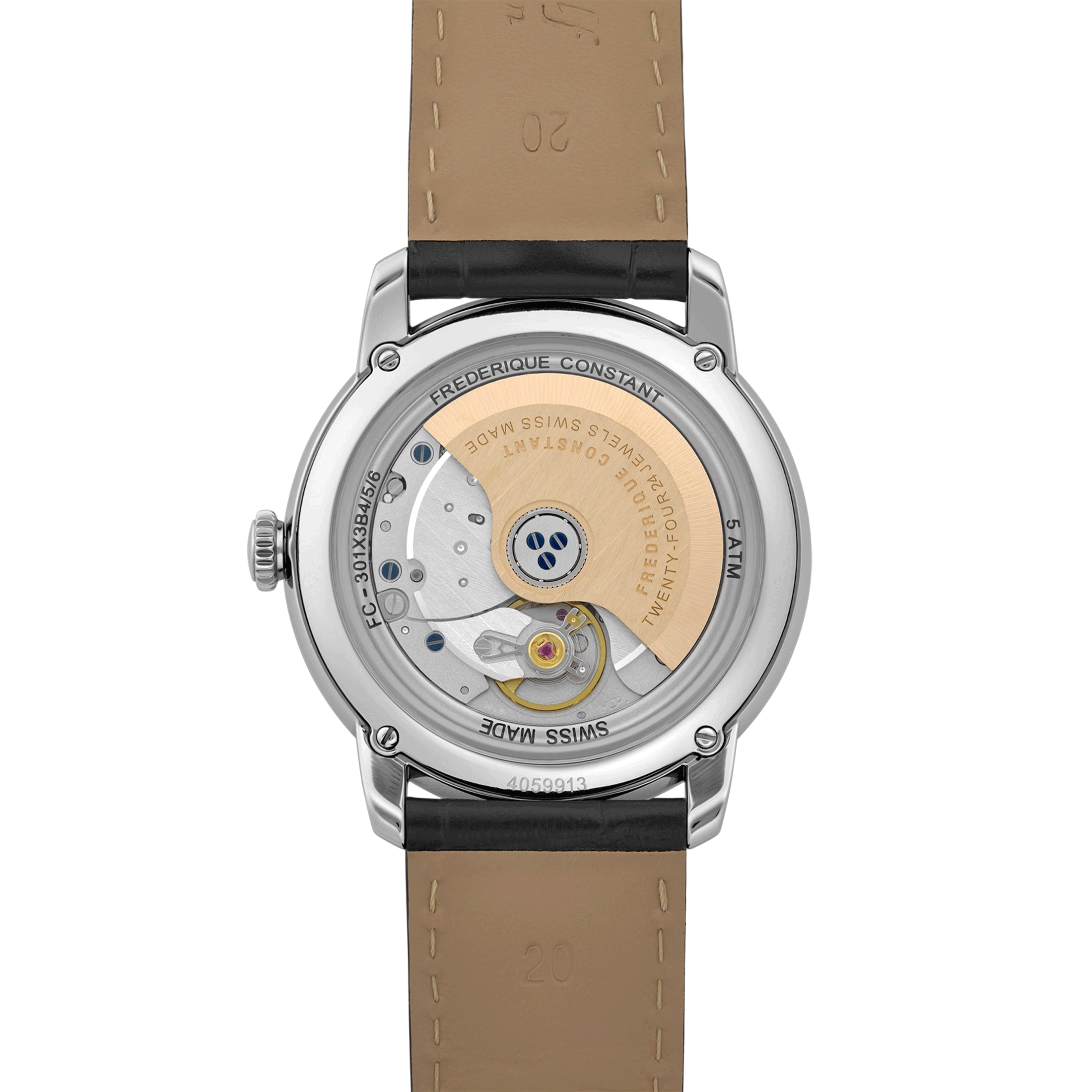 Montre Frédérique Constant Classics Première Automatique cadran argenté bracelet cuir 38,5 mm